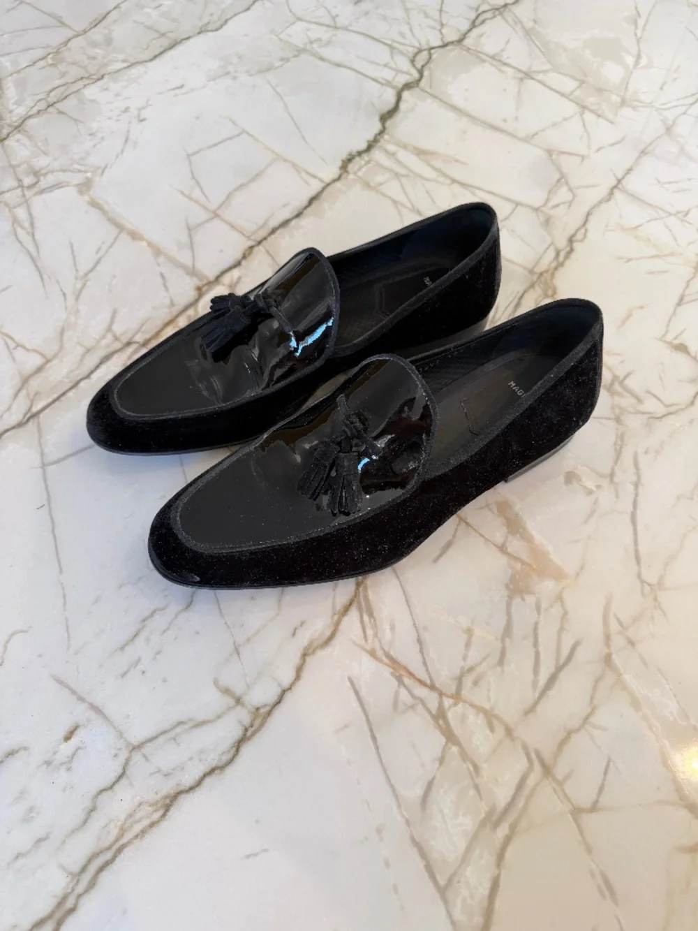 Magnanni velvet and leather dress loafers